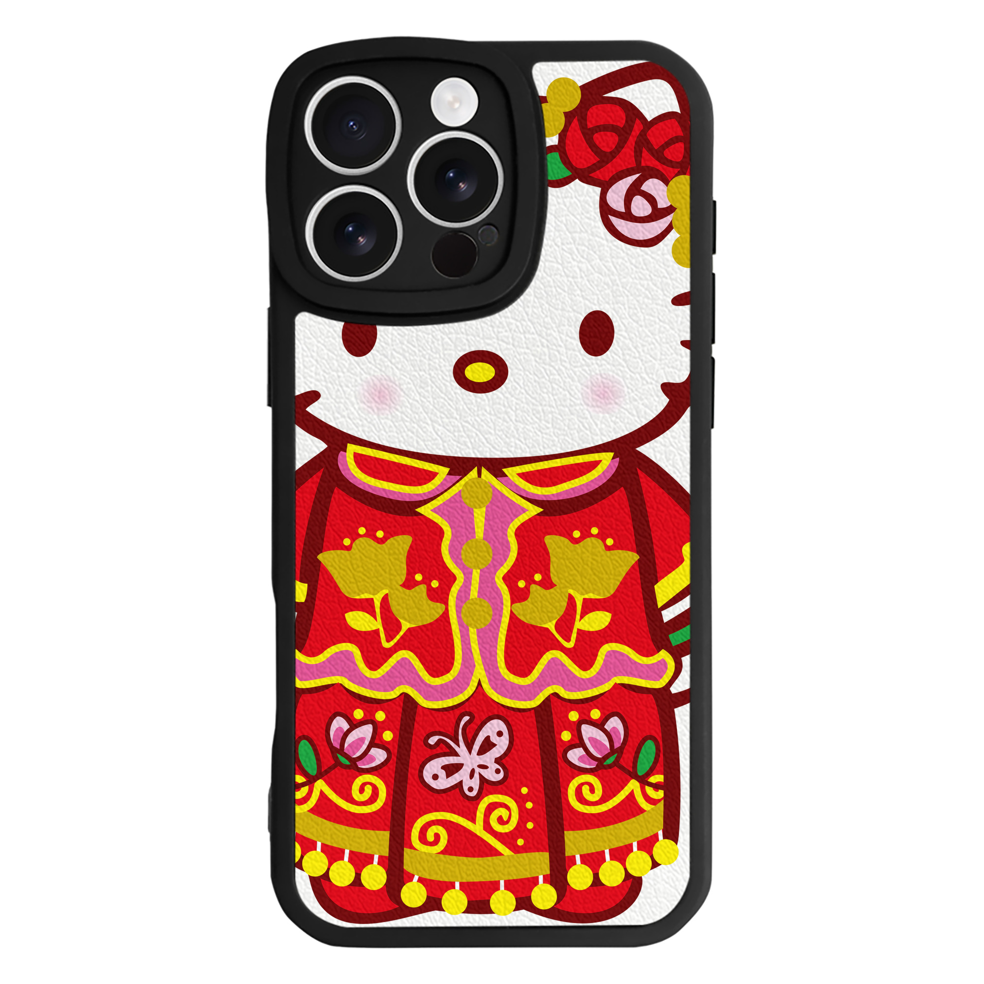 （画像用） Hello Kitty ハローキティ 【iPhone 16シリーズ対応】シリコンスマホケース（レザー調） 材質：シリコン